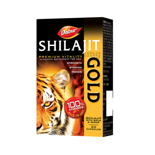 Dabur Shilajit Gold – Premium Vitality & Strength Booster | 100 Capsules