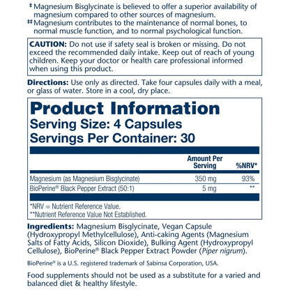 Solaray Magnesium Bisglycinate 350mg - Bone & Muscle Support