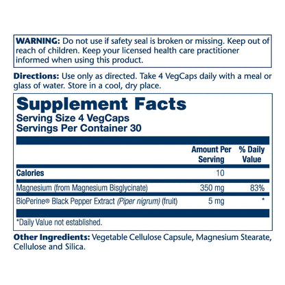 Solaray Magnesium Glycinate 350mg New Update Bottle