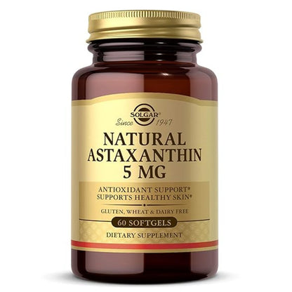 Solgar Natural Astaxanthin 5mg – Antioxidant & Skin Support, Gluten-Free