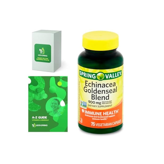 Spring Valley Echinacea Goldenseal Blend – 900mg Immune Support | 75 Vegetarian Capsules + Exclusive A-Z Guide