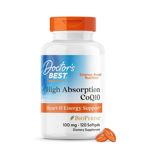 Doctor's Best High Absorption CoQ10 with BioPerine – Heart & Energy Support | 100mg, 120 Softgels