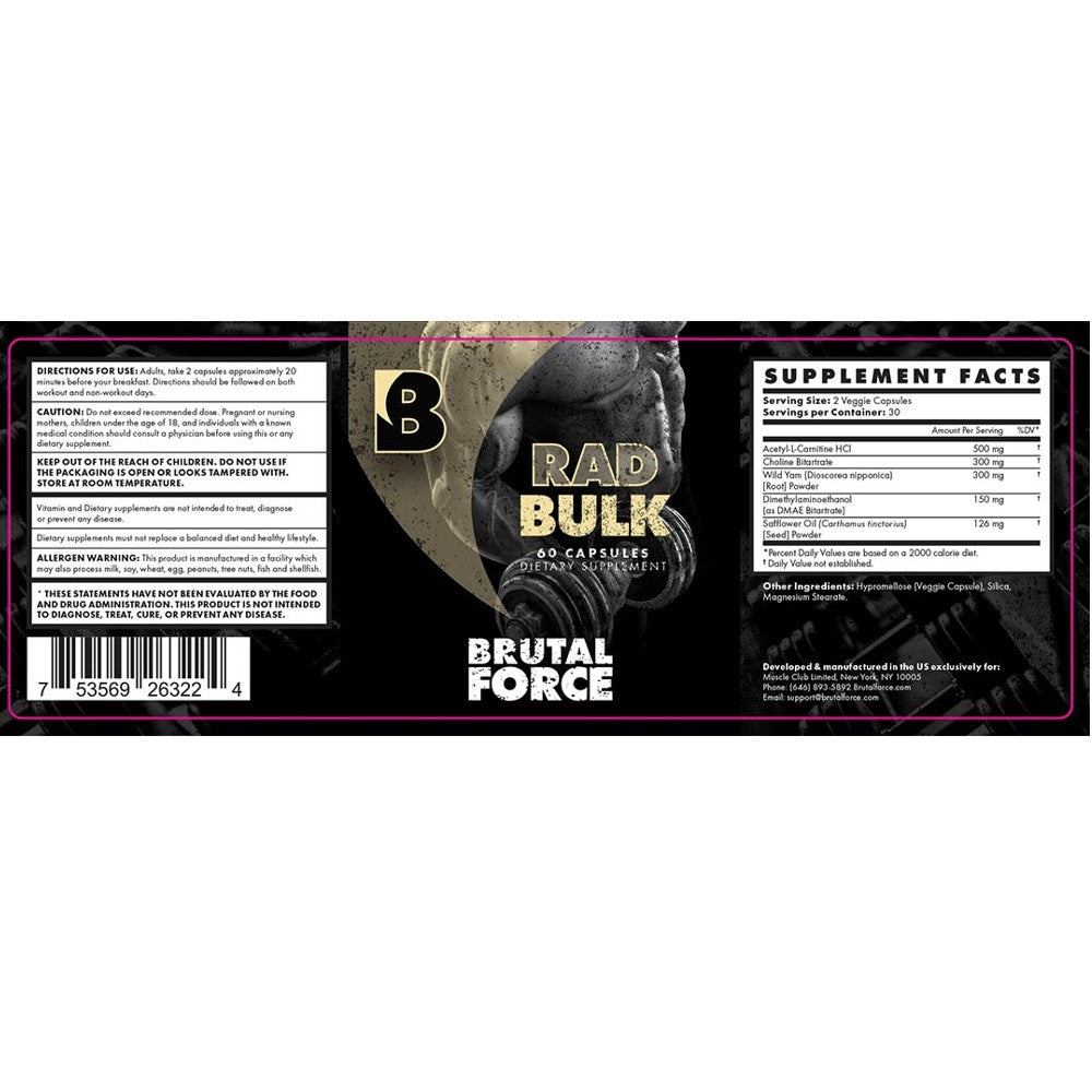 Brutal Force RAD BULK – 60 Capsules Dietary Supplement