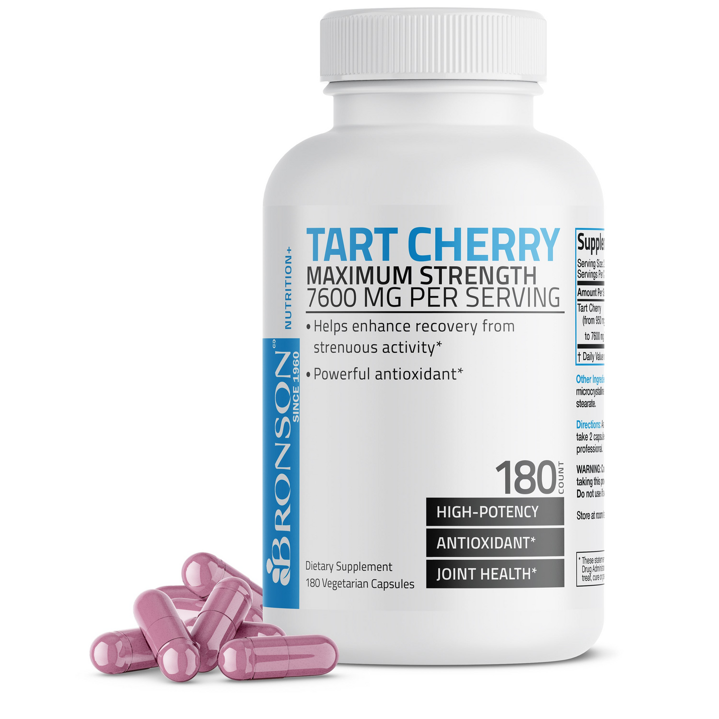 Bronson Vitamins Tart Cherry Extract Maximum Strength - 7,600 Mg 60 Caps