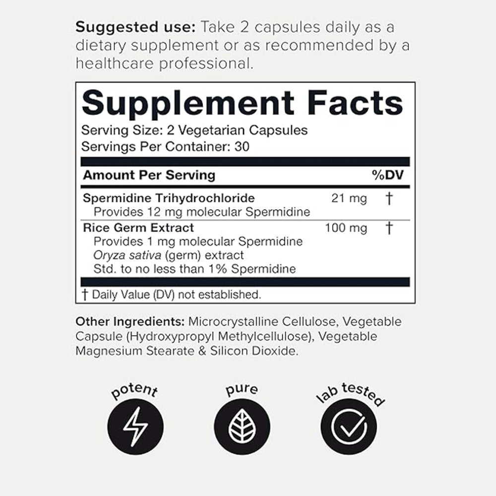 Toniiq Spermidine+ Complex 22mg - Premium Cellular Health Supplement – 60 Capsules