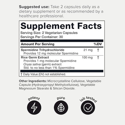 Toniiq Spermidine+ Complex 22mg - Premium Cellular Health Supplement – 60 Capsules