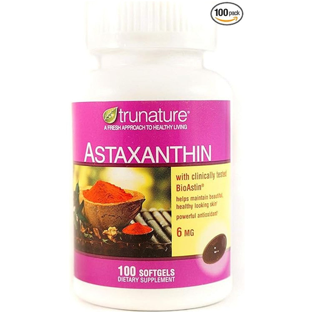 TruNature Astaxanthin 6mg with BioAstin® — 100 Softgels, Powerful Antioxidant