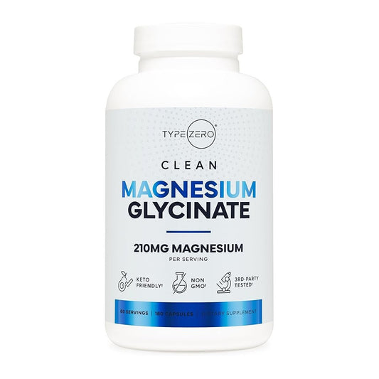 TYPE ZERO CLEAN MAGNESIUM GLYCINATE 210mg Per Serving  Non-GMO  Third-Party Tested