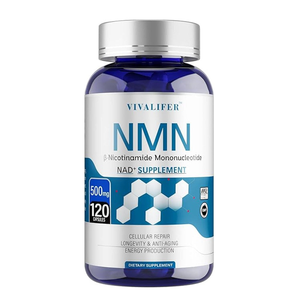 VIVALIFER NMN 500mg - NAD+ Supplement for Cellular Repair, Longevity, Anti-Aging & Energy - 120 Capsules - GMP Certified Dietary Supplement