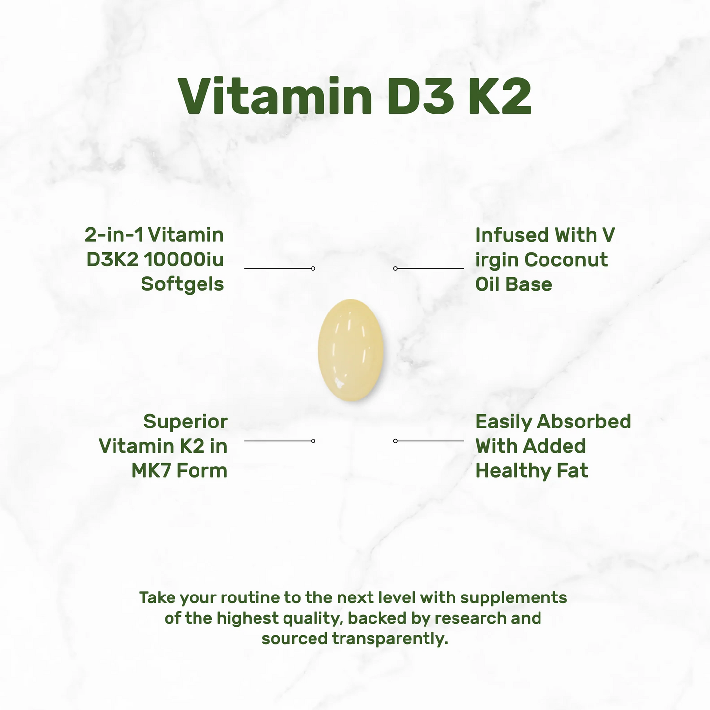 Deal Supplement Vitamin D3+K2 10000 IU with Virgin Coconut Oil, 250 Softgels
