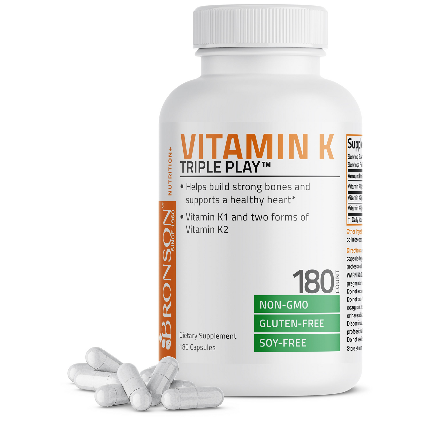 Bronson Vitamins Vitamin K Triple Play™ with K1 and K2 - 550 Mcg 90 Caps