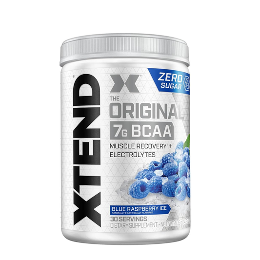 XTEND Original 7G BCAA – Blue Raspberry Ice | Muscle Recovery + Electrolytes | 30 Servings | Zero Sugar