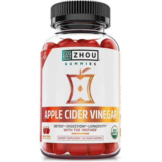 Zhou Apple Cider Vinegar Gummies – Detox, Digestion & Longevity with The Mother | Vegan & Gelatin-Free