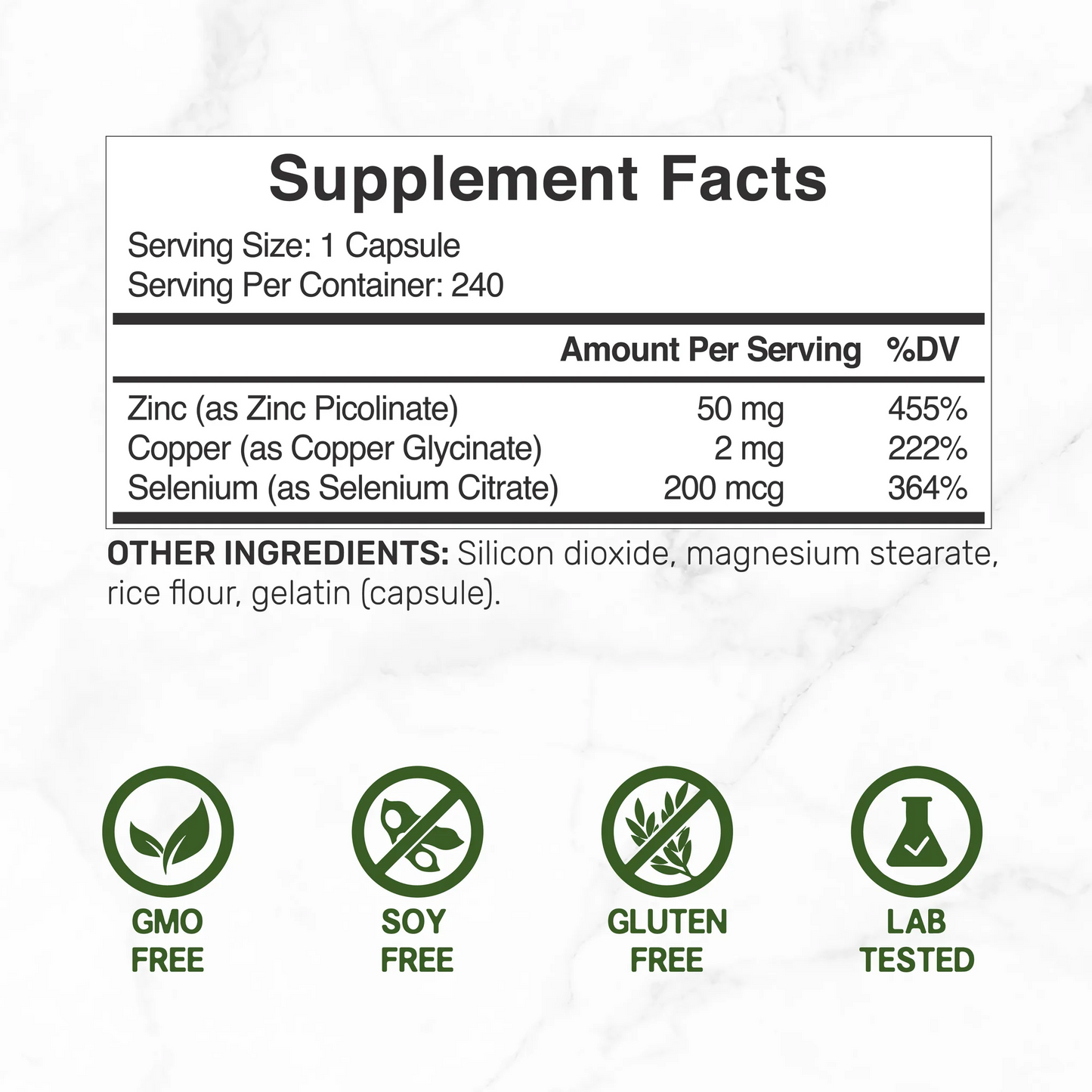 Deal Supplement Zinc 50mg with Selenium + Copper, 240 Capsules