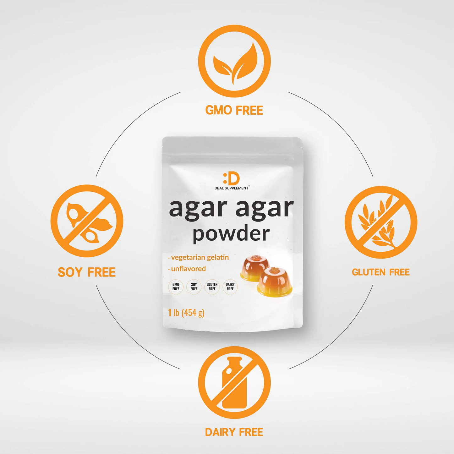 Deal Supplement Unflavored Agar Agar Powder, 1 Pound