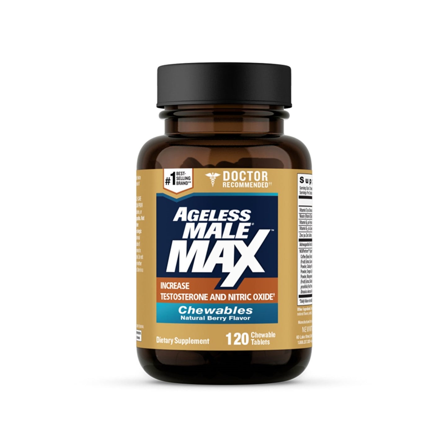 Ageless Male Max Testosterone Booster – Enhance Sexual Arousal, 120 Caplets (30-Day Supply)