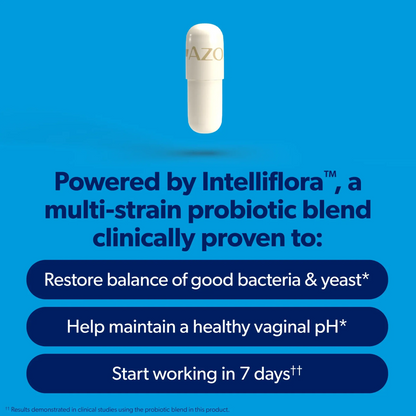 AZO Complete Feminine Balance Daily Probiotic - Supports Vaginal Health, Restores pH & Good Bacteria Balance, Clinically Proven, 30 Capsules