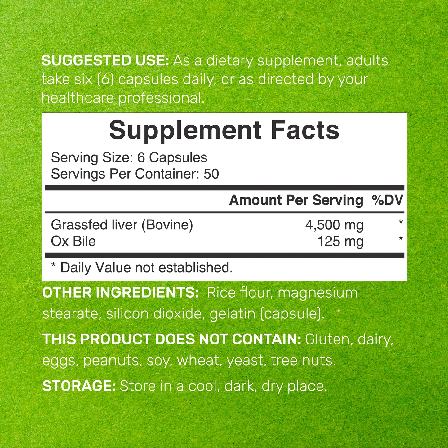 Deal Supplement Beef Liver with Ox Bile 4,500mg Per Serving, 300 Capsules