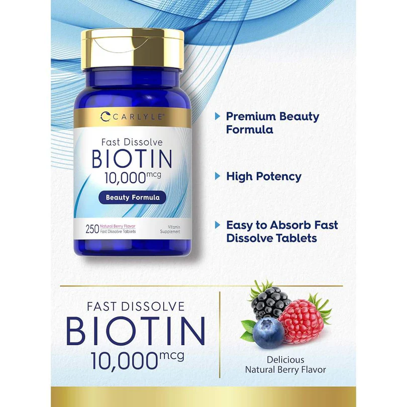 Carlyle Nutritionals Biotin 10000mcg | 250 Tablets