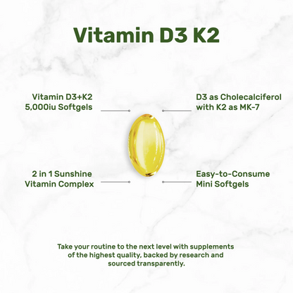 Deal Supplement Vitamin D3 K2 5000IU 250 Softgels