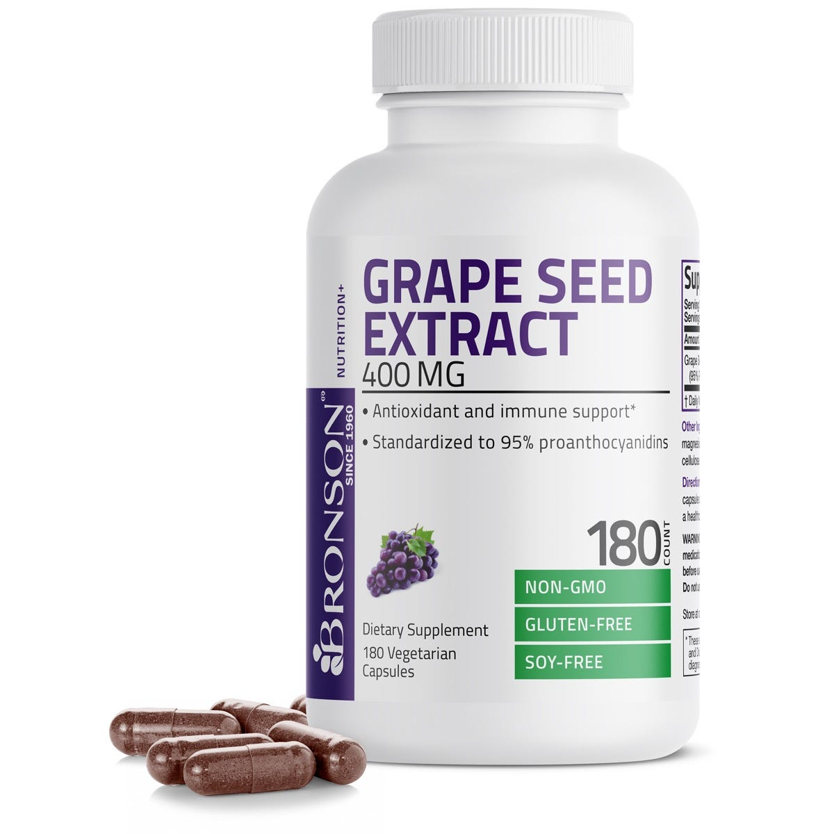Bronson Vitamins Grape Seed Extract Non-Gmo - 400 Mg 90 Caps