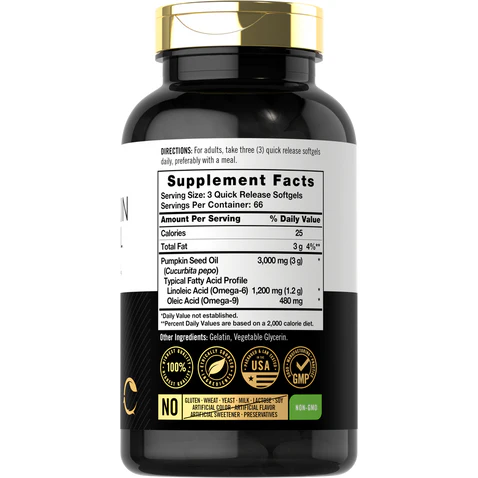 Carlyle Nutritionals Pumpkin Seed Oil Cold Pressed 3000mg per serving | 200 Softgels