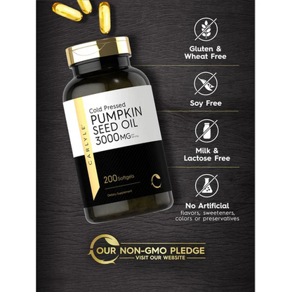 Carlyle Nutritionals Pumpkin Seed Oil Cold Pressed 3000mg per serving | 200 Softgels
