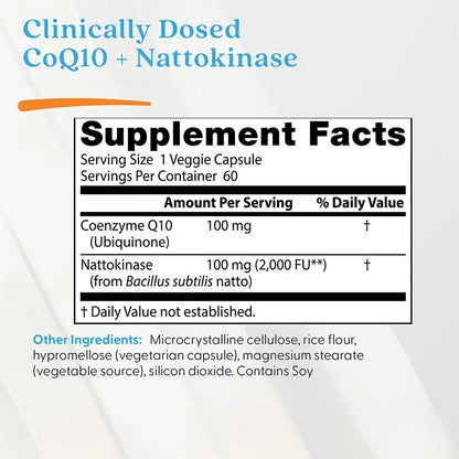 Doctor's Best Co Q10 + Nattokinase, 60 Veggie Caps