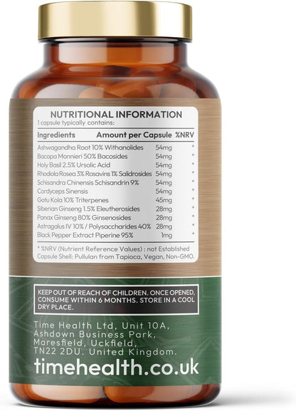 Time Health Adaptogen Complex 10 Mood adrenal Support 120 Capsules