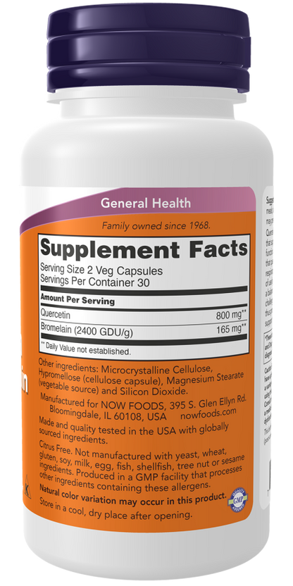 NOW Foods Quercetin with Bromelain Supports Healthy Seasonal Immune Function 60 Capsules