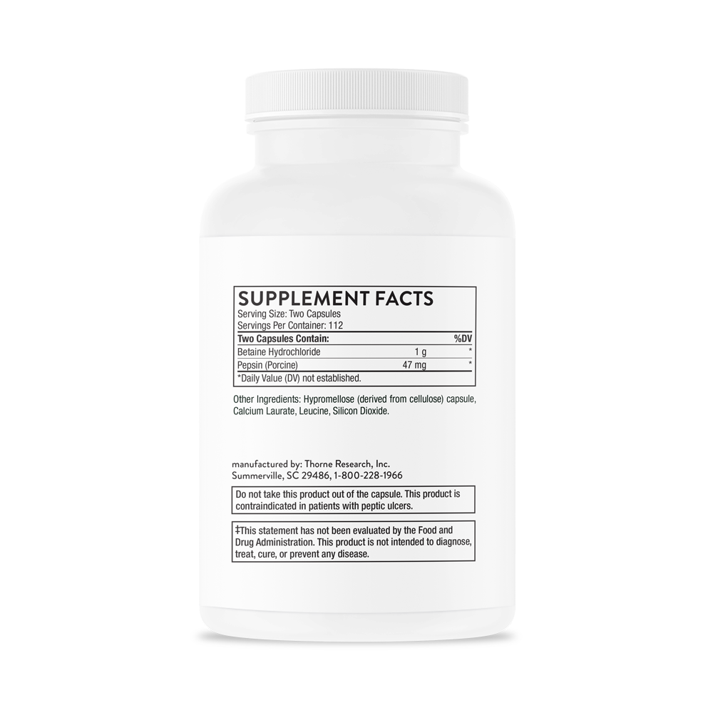 Thorne Betaine Hcl & Pepsin 225 Capsules
