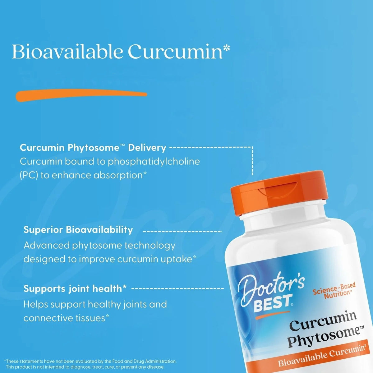 Doctor's Best Curcumin Phytosome – Bioavailable Turmeric Supplement, 500mg, 60 Vegan Capsules