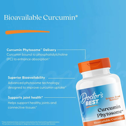 Doctor's Best Curcumin Phytosome – Bioavailable Turmeric Supplement, 500mg, 60 Vegan Capsules