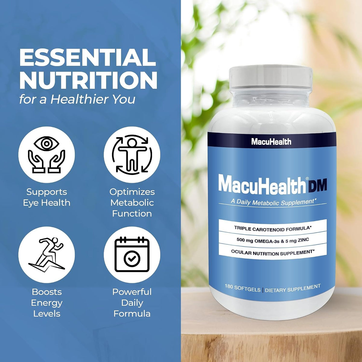 Macuhealth Daily Metabolic - EPA/DHA Omega-3 with Zinc 180 Softgels