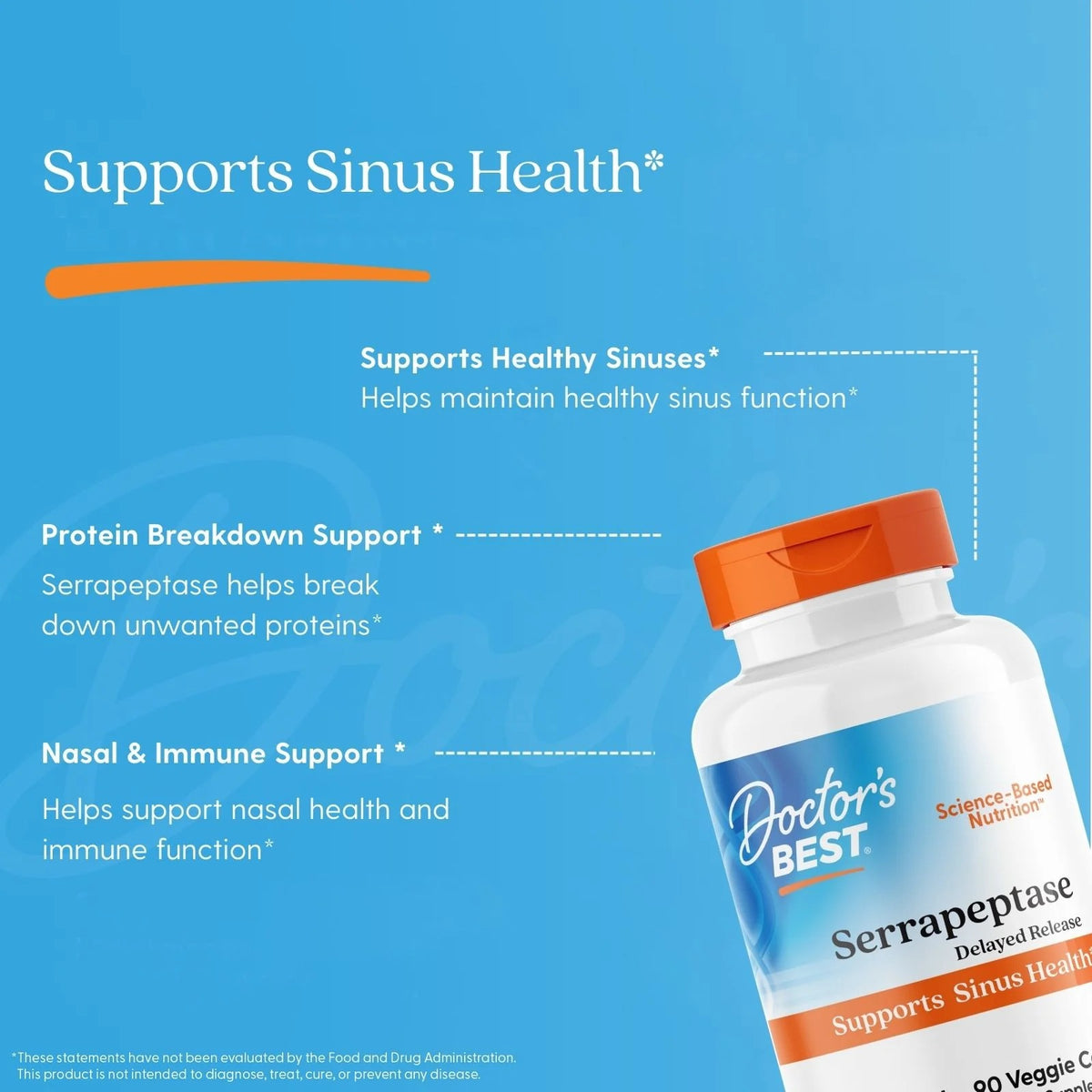 Doctor's Best Serrapeptase 40,000 Spu Veggie Caps 90 Count