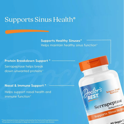 Doctor's Best Serrapeptase 40,000 Spu Veggie Caps 90 Count