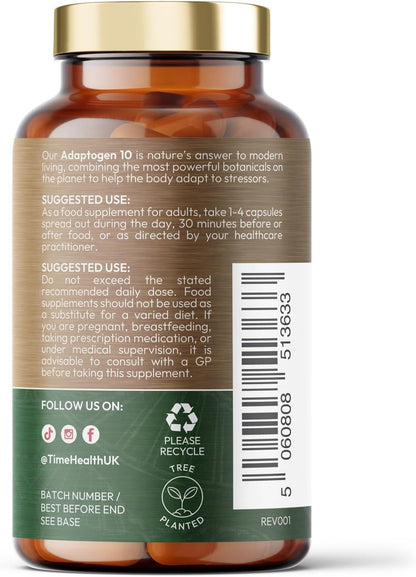 Time Health Adaptogen Complex 10 Mood adrenal Support 120 Capsules