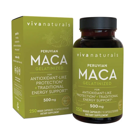 Viva Naturals Peruvian Maca Gelatinized 500mg 250 Capsules