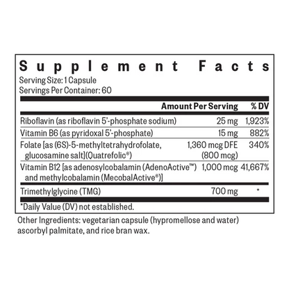 Seeking Health Homocysteine Nutrients 60 Capsules with L-Methylfolate & Vitamin B12, B6 & B2