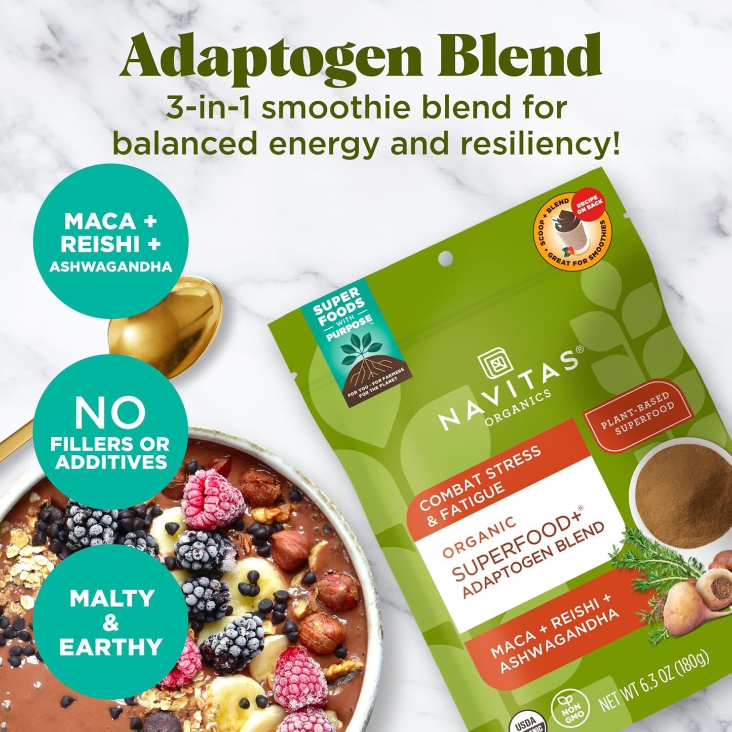 Navitas Organics, Organic Superfood + Adaptogen Blend 180 g