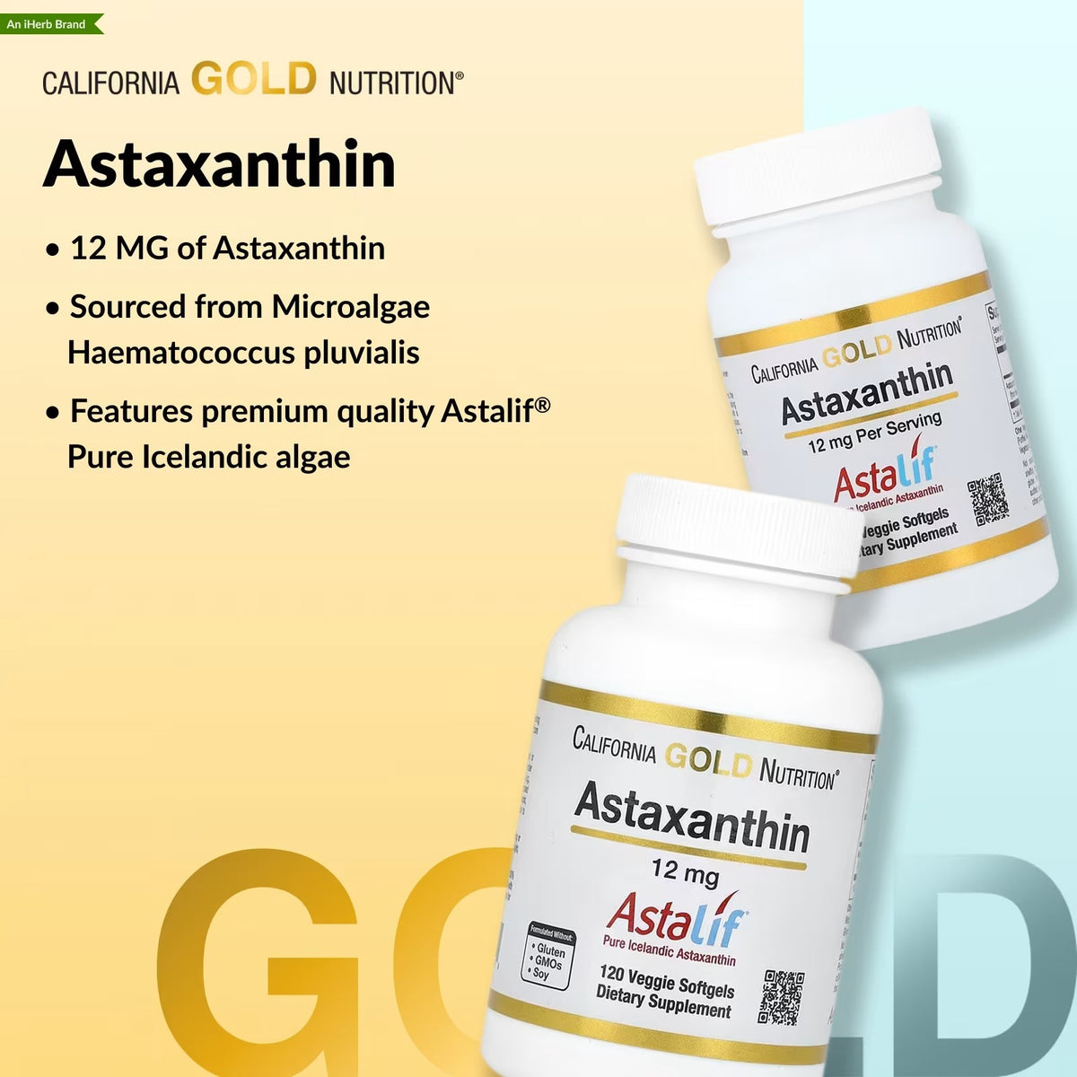 California Gold Nutrition Astaxanthin 12mg - Astalif Pure Icelandic Antioxidant