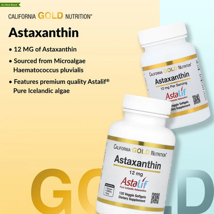 California Gold Nutrition Astaxanthin 12mg - Astalif Pure Icelandic Antioxidant