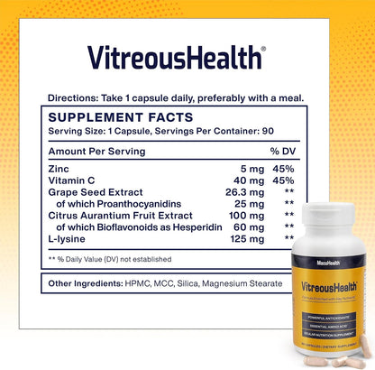 Macuhealth VitreousHealth Evidence-Based Eye Supplement 90 Capsules Pakistan
