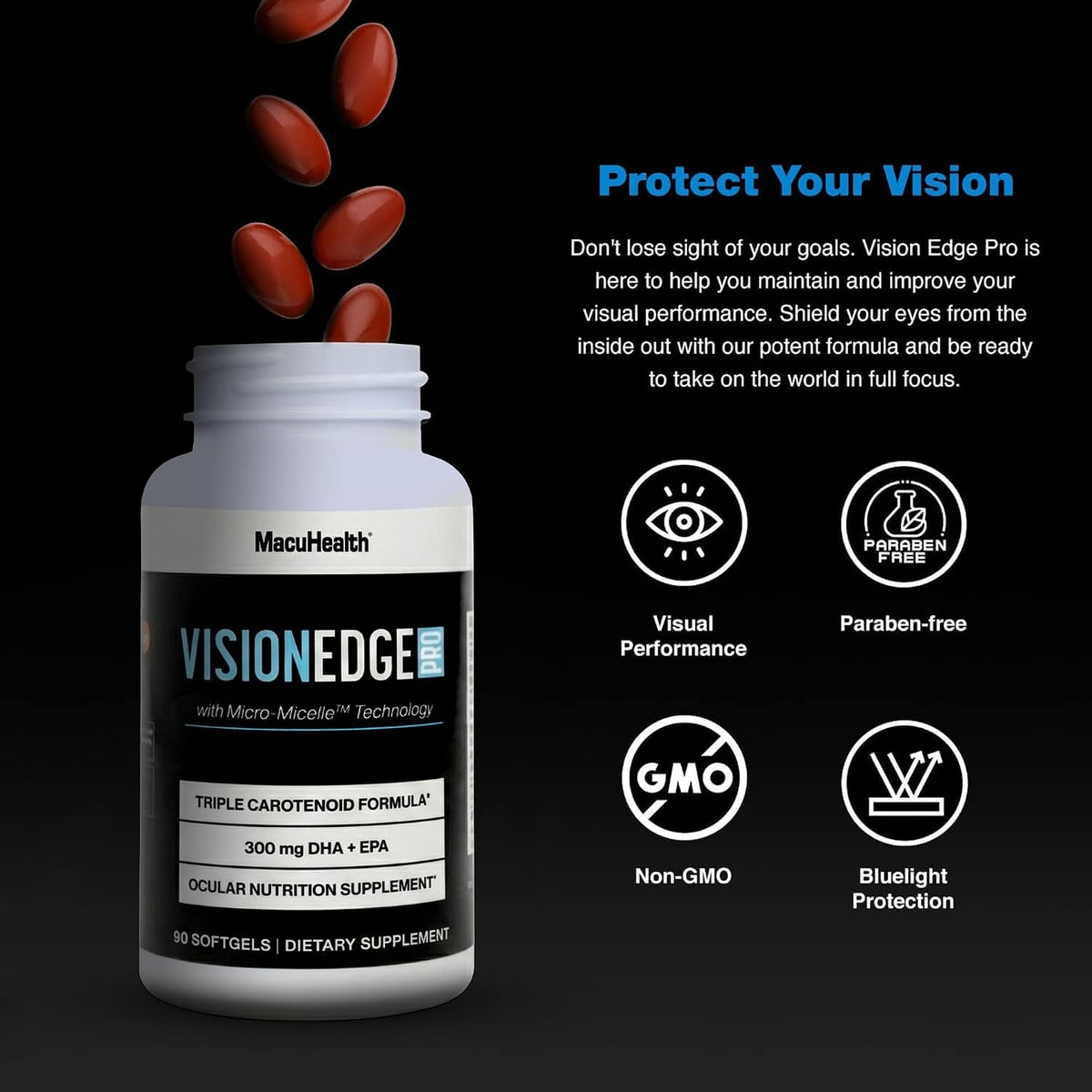 Macuhealth Vision Edge Eye Supplement for Athletes 90 softgels