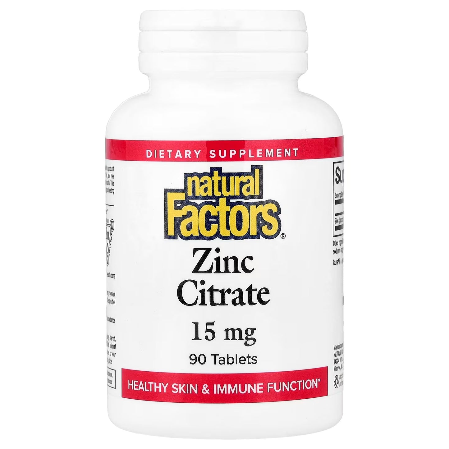 Natural Factors Zinc Citrate 15 mg 90 Tablets