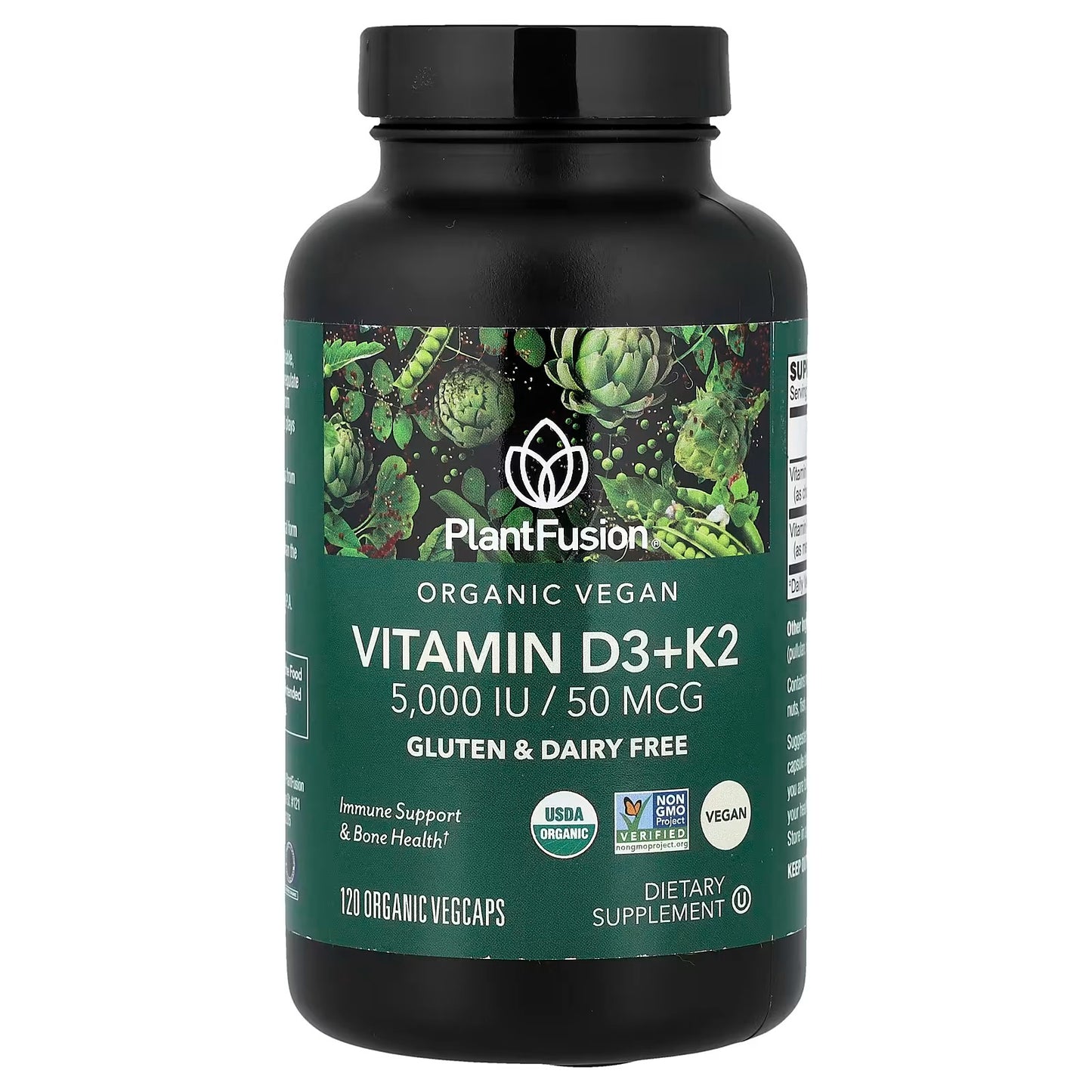 PlantFusion Vegan Vitamin D3 + K2 – 120 Organic VegCaps