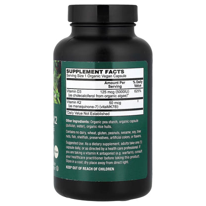 PlantFusion Vegan Vitamin D3 + K2 – 120 Organic VegCaps