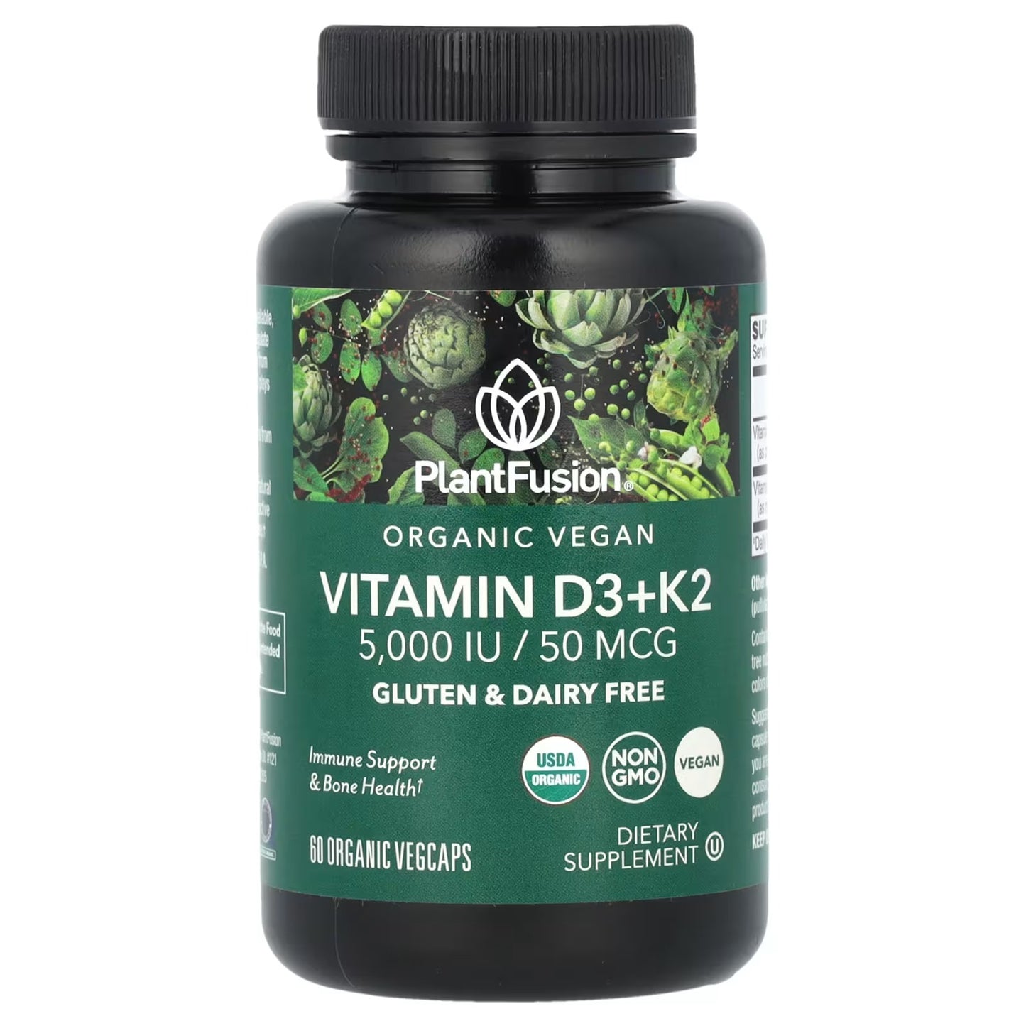 PlantFusion Vegan Vitamin D3 + K2 5000 IU – 60 Organic Capsules