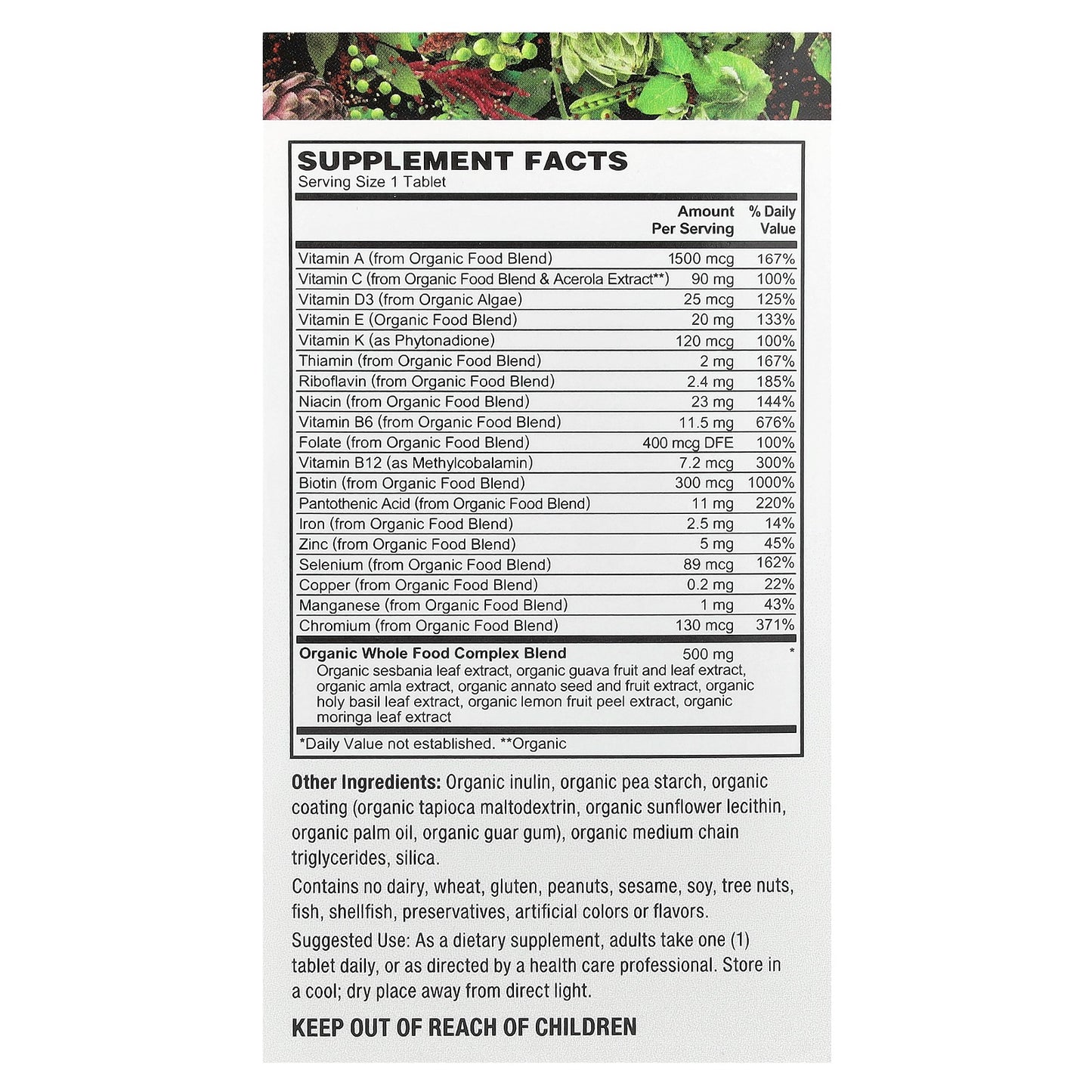 PlantFusion Men's Organic Vegan Multivitamin – 60 Vegan Tablets