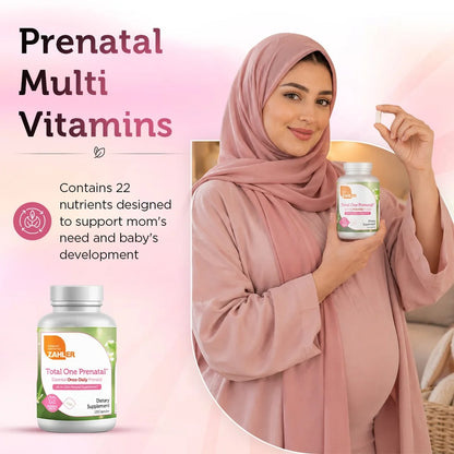 Zahler - Total One Prenatal Vitamins for Women Daily Multi Vitamin Prenatals with Folic Acid, Iron, Zinc 120 Capsules